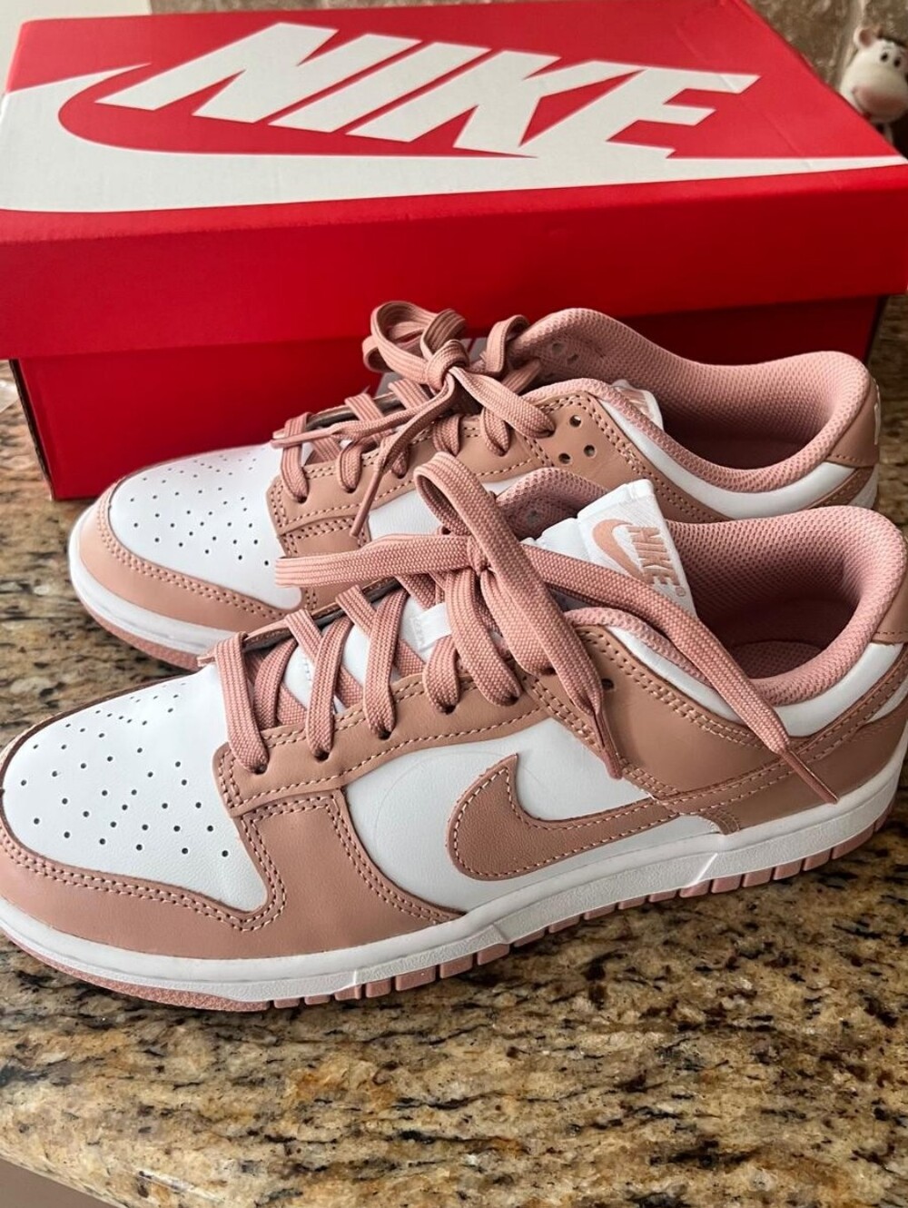 Nike Women’s Dunk Low in Light Pink and White